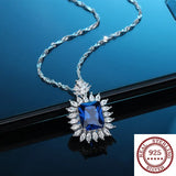 S925 Sterling Silver Ruby Pendant Necklace High Carbon Diamond Celebrity Jewelry