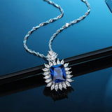 S925 Sterling Silver Sapphire Pendant Necklace High Carbon Diamond Party Gift