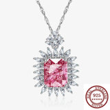 S925 Silver Pink Crystal Pendant Necklace High Carbon Diamond