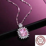 S925 Silver Pink Crystal Pendant Necklace High Carbon Diamond