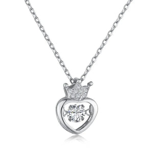 S925 Sterling Silver Crown Necklace Pendant Couple Birthday Gift