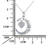 S925 Sterling Silver Heart Moon Pendant Necklace Crystal Heart Jewelry