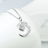 S925 Sterling Silver Heart Moon Pendant Necklace Crystal Heart Jewelry