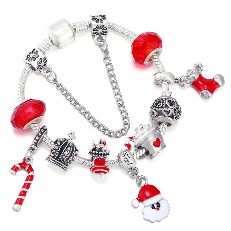 Hot Santa Socks Crutches Charm Bracelet DIY Bracelet Making For Christmas