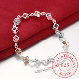 Sterling Silver Happiness Cube Bracelet Multicolored Crystal Rainbow Jewelry