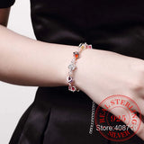 Sterling Silver Happiness Cube Bracelet Multicolored Crystal Rainbow Jewelry