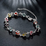 925 Silver Woman Bracelet with Multicolored Cube Crystal