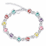 925 Silver Woman Bracelet with Multicolored Cube Crystal