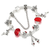 Silver Charm Bracelet Red Santa Candy DIY Christmas Jewelry Gift