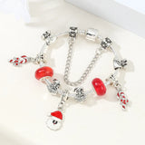 Silver Charm Bracelet Red Santa Candy DIY Christmas Jewelry Gift