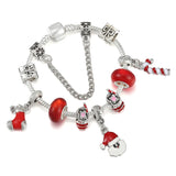Silver Charm Bracelet Red Santa Candy DIY Christmas Jewelry Gift