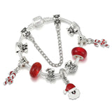 Silver Charm Bracelet Red Santa Candy DIY Christmas Jewelry Gift