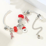 Silver Charm Bracelet Red Santa Candy DIY Christmas Jewelry Gift