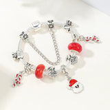 Silver Charm Bracelet Red Santa Candy DIY Christmas Jewelry Gift