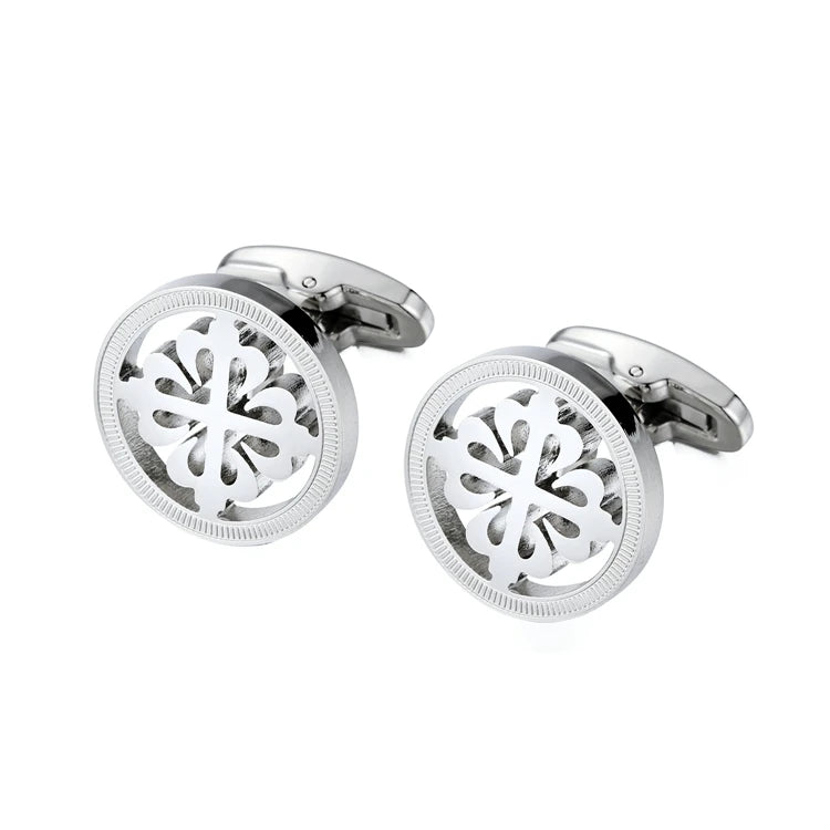 Silver Crusaders Cufflinks Lepton Round Cufflink