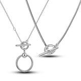 Silver Moments O Pendant T-Bar Chain Necklace for Women Girl