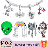 Silver Monkey Rainbow Charm Beads for Bracelet DIY Jewelry Gift
