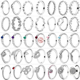 Silver Flower Feather Heart Pav? Ring 925 Silver