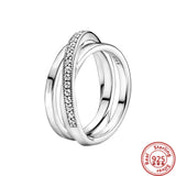 Silver Flower Feather Heart Pav? Ring 925 Silver