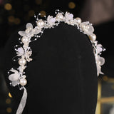 Silver Tiara Headband Wedding Bridal Hair Accessories Pearls Crystal Veil