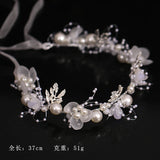 Silver Tiara Headband Wedding Bridal Hair Accessories Pearls Crystal Veil