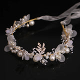 Silver Tiara Headband Wedding Bridal Hair Accessories Pearls Crystal Veil