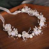 Silver Tiara Headband Wedding Bridal Hair Accessories Pearls Crystal Veil