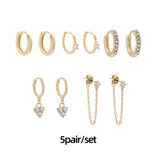Silver Twist Hoop Earrings Set CZ Zircon Huggie Jewelry