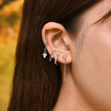 Silver Twist Hoop Earrings Set CZ Zircon Huggie Jewelry