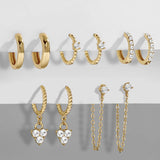 Silver Twist Hoop Earrings Set CZ Zircon Huggie Jewelry