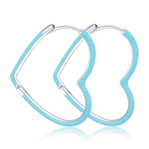925 Silver Heart Hoop Earrings for Women Jewelry Gift