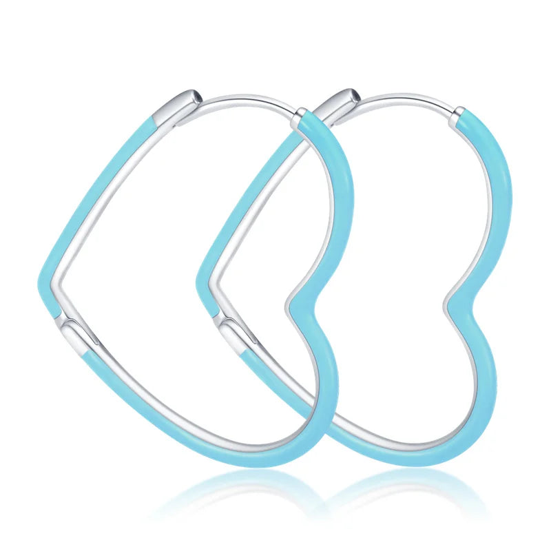 925 Silver Heart Hoop Earrings for Women Jewelry Gift
