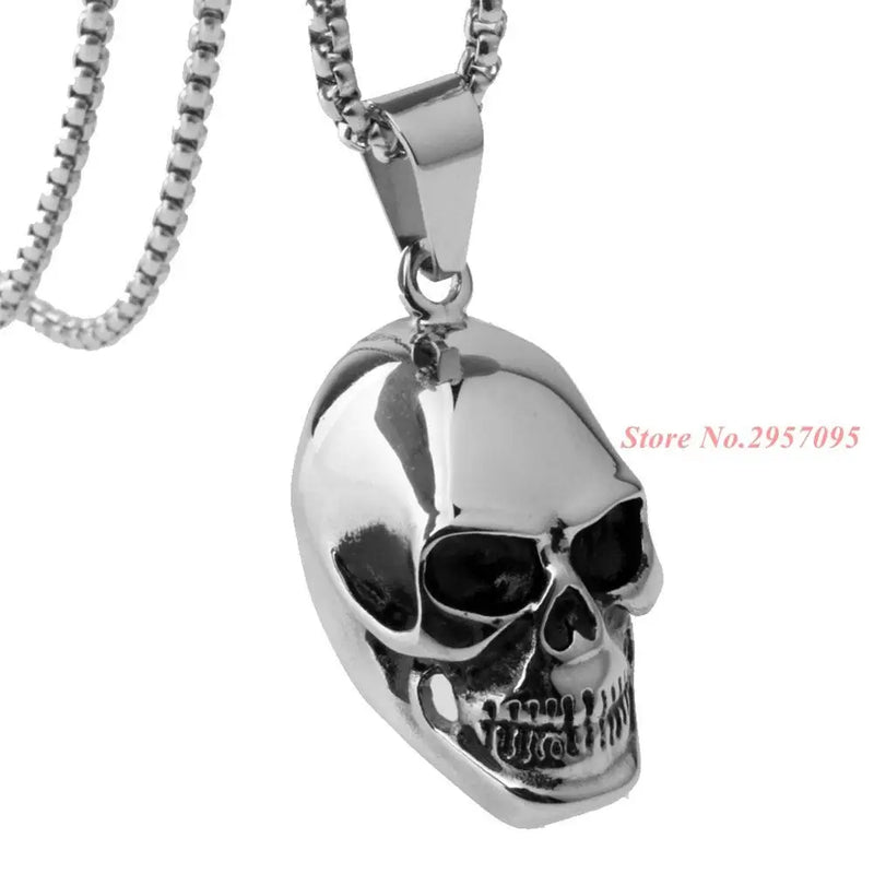 Hot Silver 316L Stainless Steel Gothic Skull Necklace Pendant