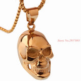 Hot Silver 316L Stainless Steel Gothic Skull Necklace Pendant