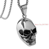 Hot Silver 316L Stainless Steel Gothic Skull Necklace Pendant