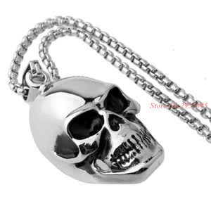 Hot Silver 316L Stainless Steel Gothic Skull Necklace Pendant