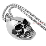 Hot Silver 316L Stainless Steel Gothic Skull Necklace Pendant