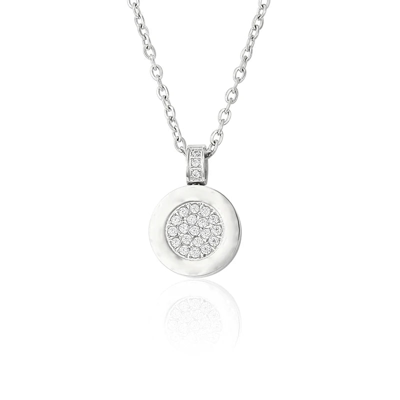 Silver Ceramic Zircon Necklace Men Women Jewelry Birthday Gift