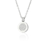 Silver Ceramic Zircon Necklace Men Women Jewelry Birthday Gift