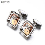 Square Steampunk Gear Cufflinks Lepton Watch Mechanism Cuff links