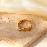 High-end Stainless Steel 18K Plated Zircon Open Ring