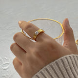 High-end Stainless Steel 18K Plated Zircon Open Ring