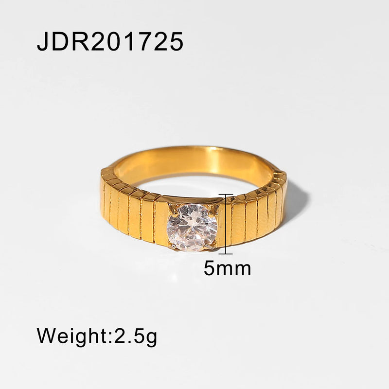 High-end Stainless Steel 18K Plated Zircon Open Ring