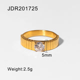 High-end Stainless Steel 18K Plated Zircon Open Ring