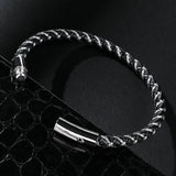 Stainless Steel Buckle Leather Bracelet 6mm Wristband