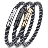 Stainless Steel Buckle Leather Bracelet 6mm Wristband