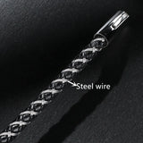 Stainless Steel Buckle Leather Bracelet 6mm Wristband