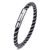 Stainless Steel Buckle Leather Bracelet 6mm Wristband