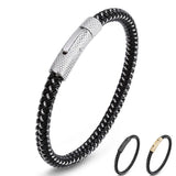 Stainless Steel Buckle Leather Bracelet 6mm Wristband