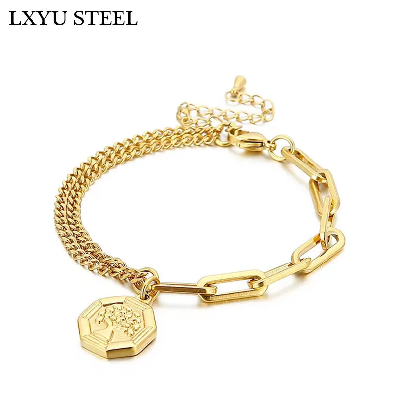 Stainless Steel Tree of Life Charm Bracelet